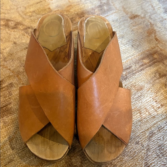 No 6 clogs Tan Leather Slide Sandals high heel 39 - Picture 3 of 5